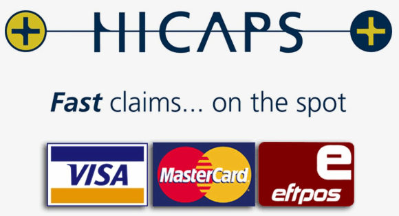 HICAPS on-the-spot claims, Visa, Mastercard and EFTPOS accepted